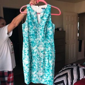 Ann Taylor Midi Dress with Turquoise Design